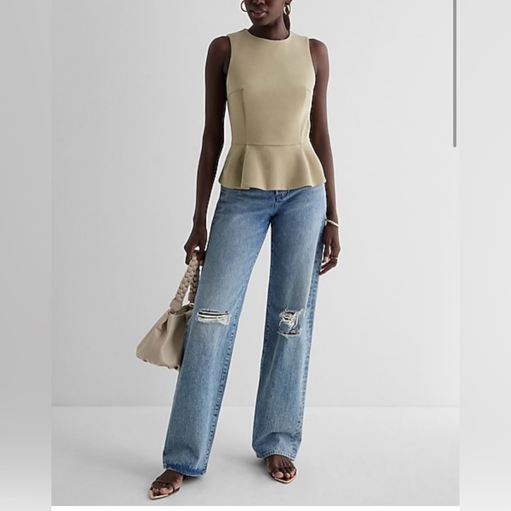 Cream peplum Express top